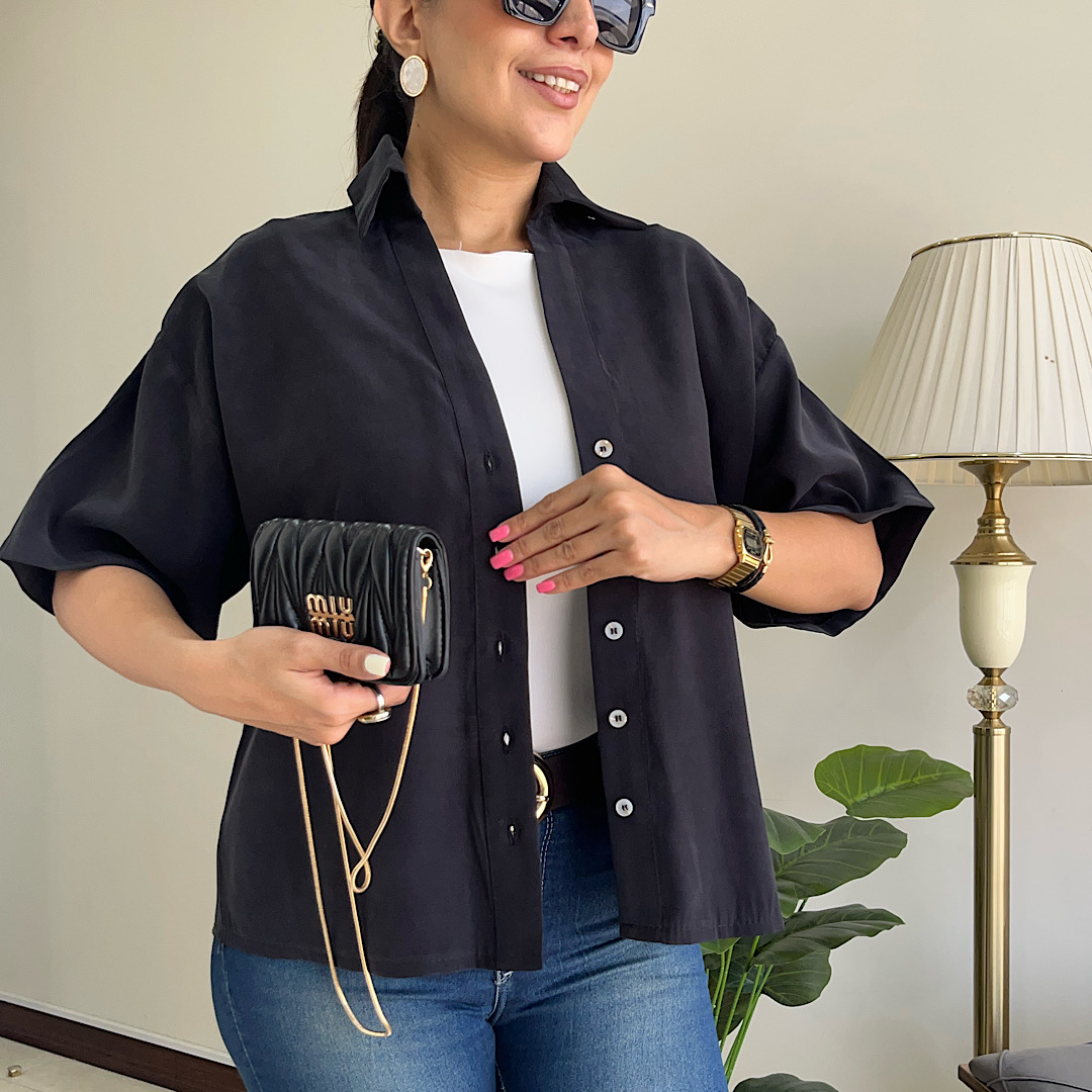 شومیز زنانه استین کوتاه پری سیلک